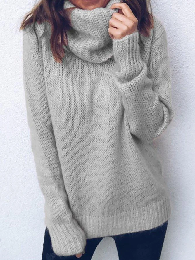 Vintage Solid High Neck Sweater
