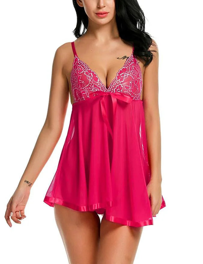 Churchf Churchf Underwear Sexy Female Net Gauze Bow Halter Sleeping Dress Home Clothes Sex Suit