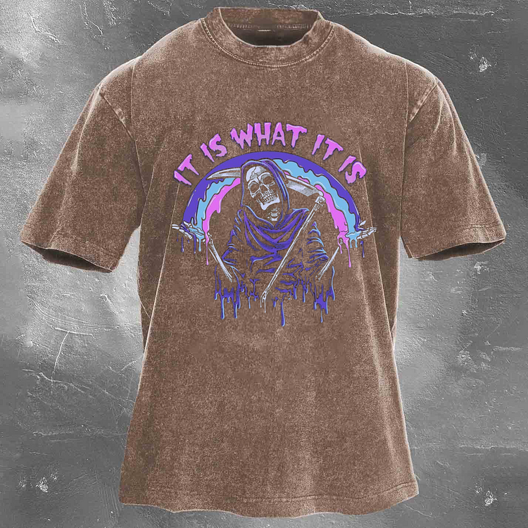 IT IS WHAT IT IS Men's washed T-shirt