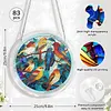 (18.5cm)DIY Acrylic Jigsaw Puzzle Window Hanging with Hanging Chain DIY Stained Glass Decoration Round Window Puzzle Decor for DIY Craft Project (Birds)