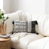 Black and White Bohemian Tassels Home Living Sofa Cushion Pillow Cover
