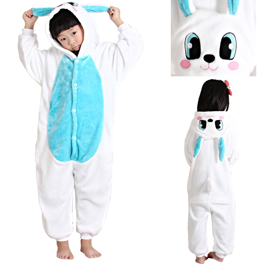 Kids Rabbit Bunny Onesies Pajamas Flannel Kigurumi Costume-Pajamasbuy