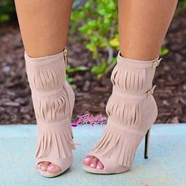 Tassel Zipper Fashion High Heels