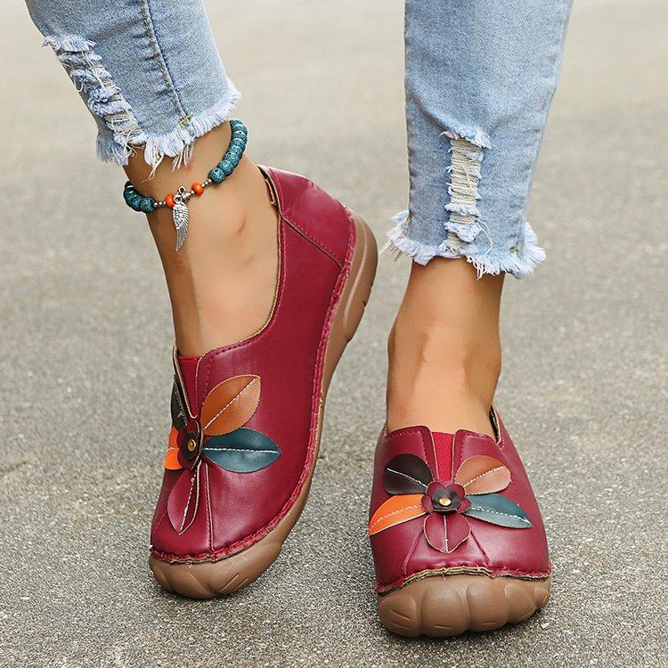 Retro floral patchwork slip on loafers | Spring summer flats for driving