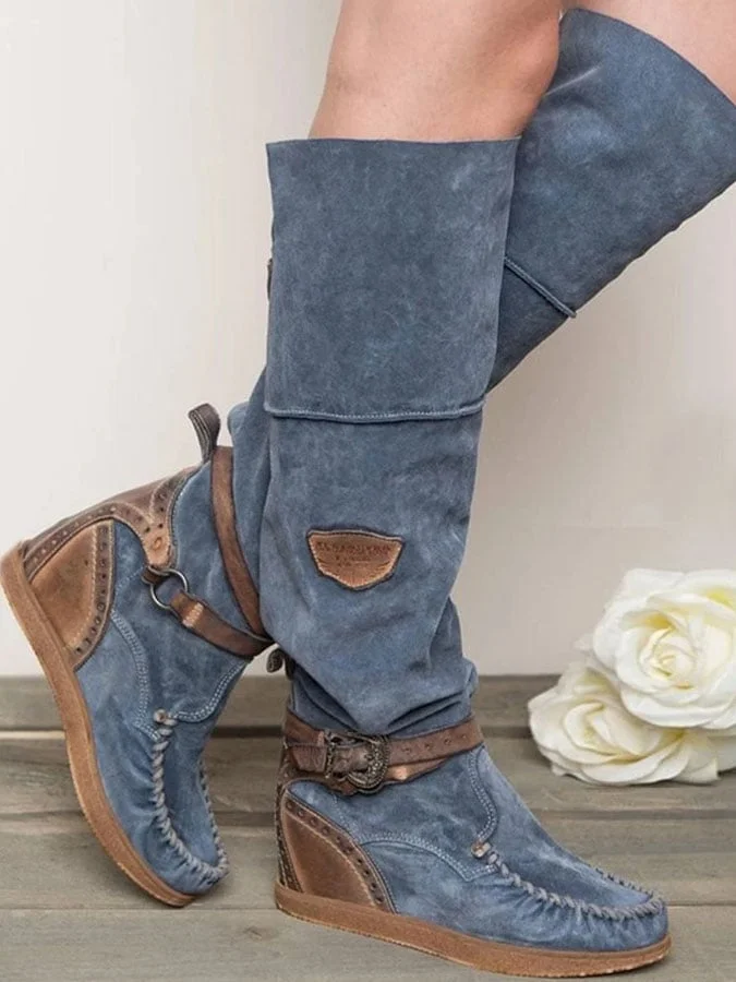 Casual Vintage Belt Buckle Boots