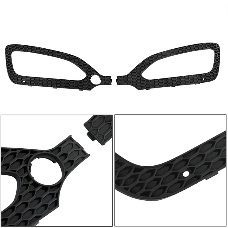 SEBLAFF Front Upper Grille Fog Light Bezels Set Chrome and Black Grill Replacement for 2013-2016 Santa Fe Sport