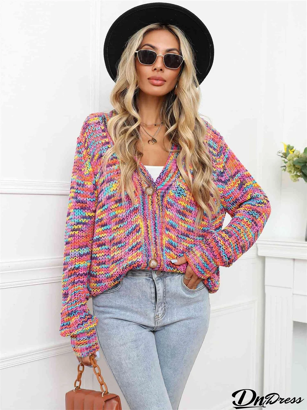 V-Neck Long Sleeve Cardigan
