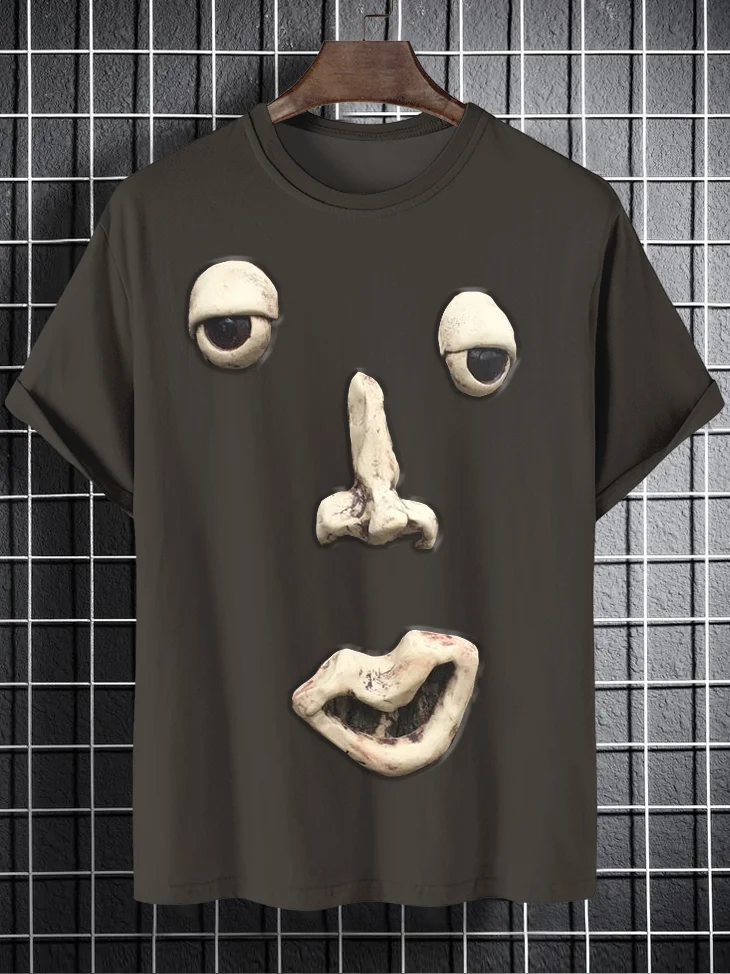 Men's Funny 3D Face Graphic Print T-Shirt