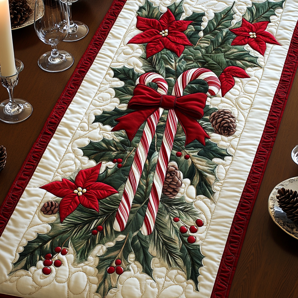 Candy Cane Bliss Quilted Table Runner NCU0DV1909