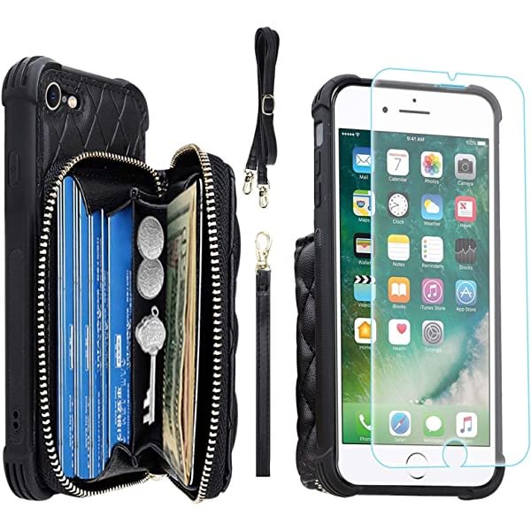 MONASAY Zipper Wallet Case for iPhone SE 2022/2020/8/7