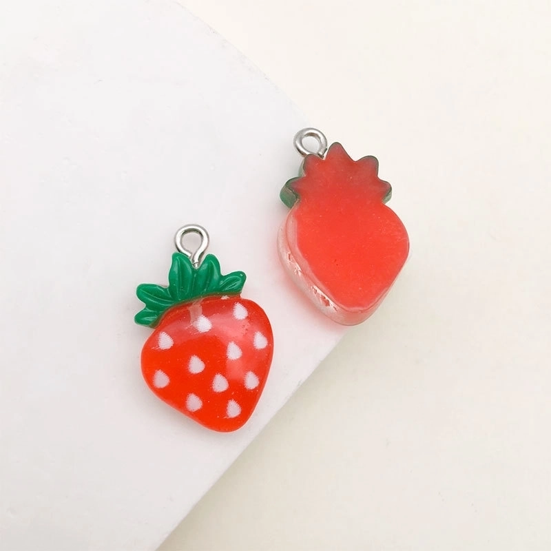 1 Piece 10 * 20mm 14 * 22mm 16*25mm Resin Heart Shape Strawberry Mushroom Pendant