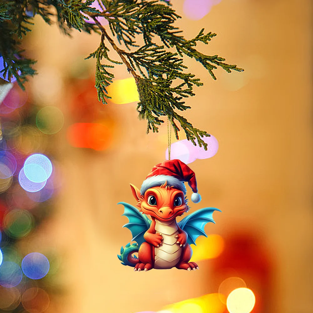 Statue Of Baby Dragon Acrylic Handmake Dinosaur Figurines Cartoon (Orange)