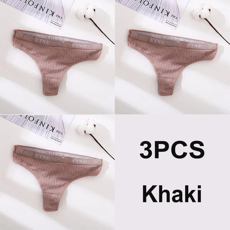3PCS/Set Cotton Panties Female Underpants Sexy G-string Women Panties Underwear Solid Color Intimates Lingerie Thong Pantys