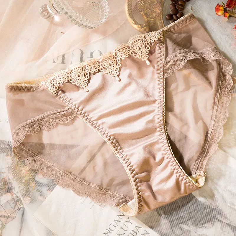 Sexy Lace Panties Women's Underwear Court Traceless Comfort Briefs Mid Waist Seamless Underpants Female Sexy Lingerie