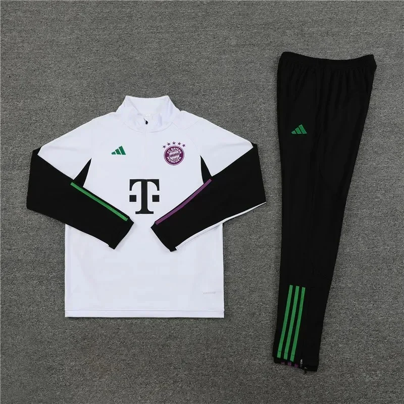 2023/2024 Bayern Munich Half-Pull Training Suit White Football Shirt 1:1 Thai Quality