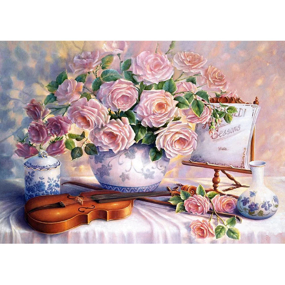 Pink Rose - Full Round - Diamond Painting