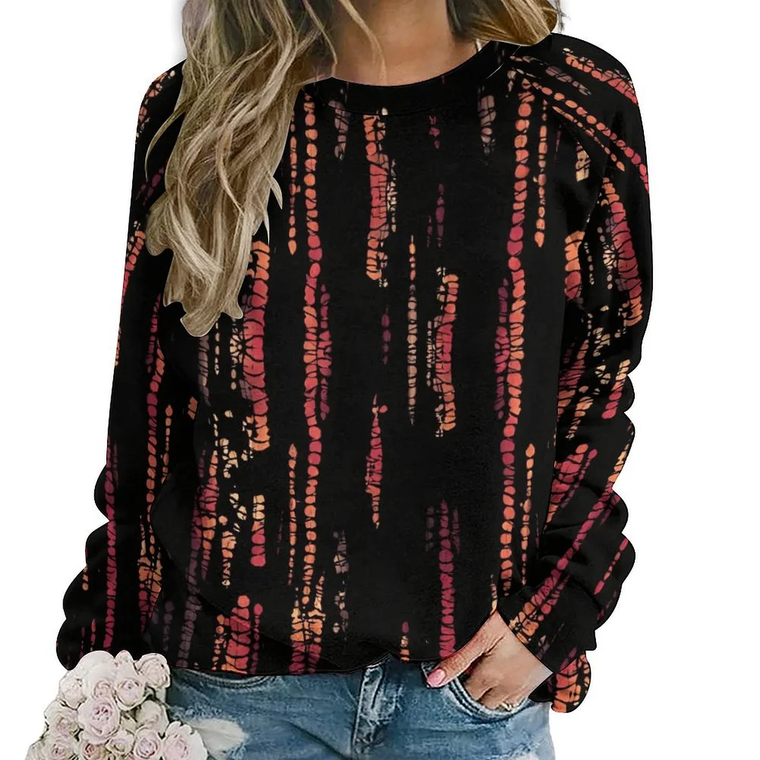 Style & Comfort for Mature Women Printed Long Sleeve Casual Sweatshirt for  Women and Men Unisex Pattern Black, Red