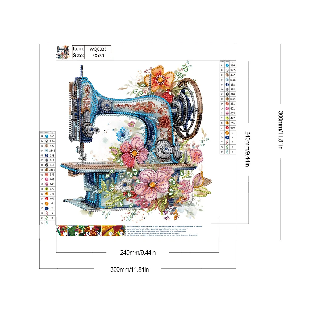 Diamond Painting - Partial Special Shaped Drill - Sewing Machine(Canvas|30*30cm)