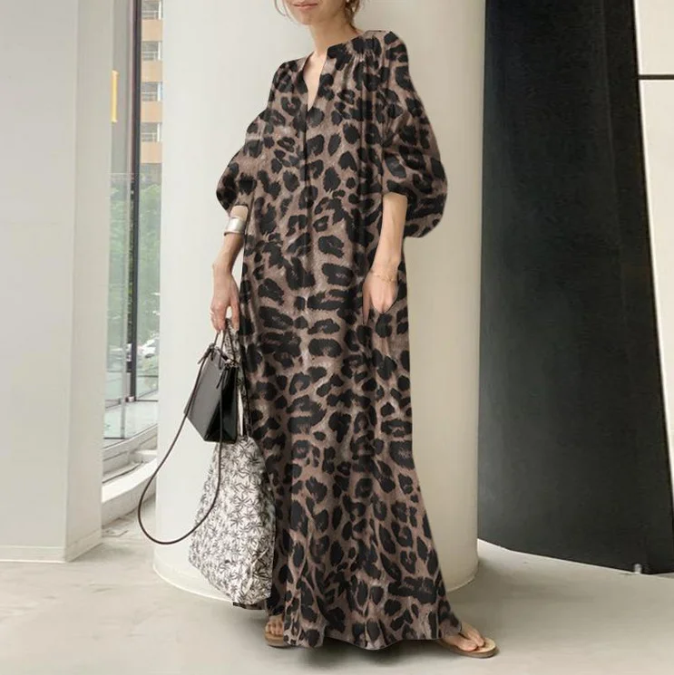 Loose Leopard Print Maxi Dress