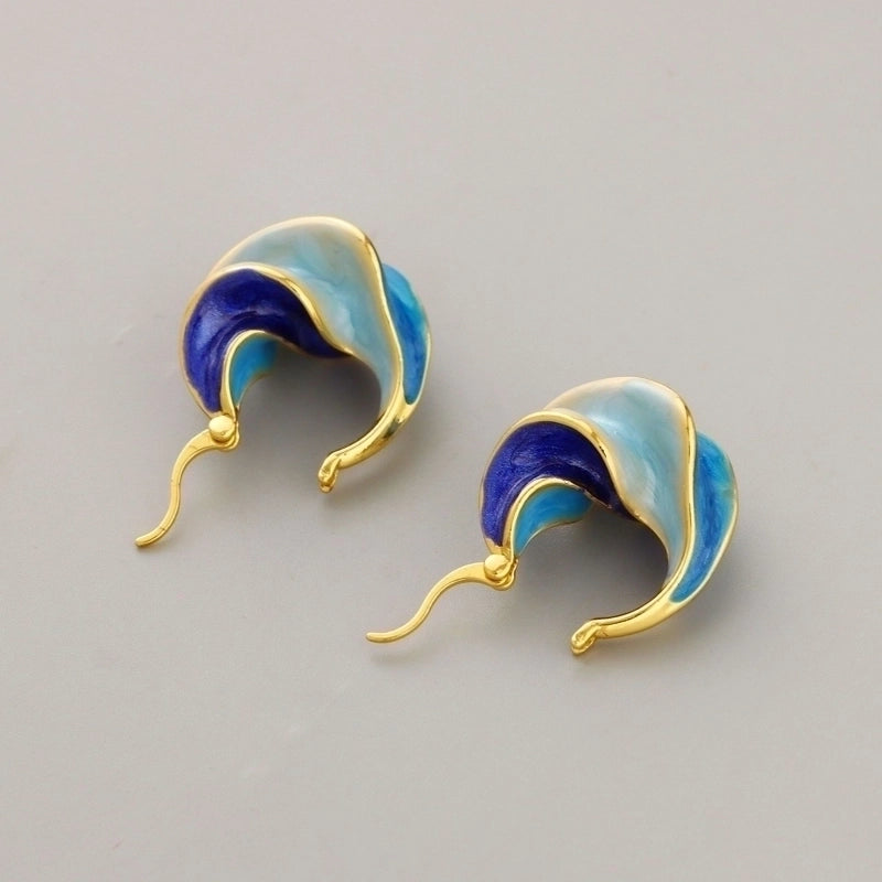 1 Pair Vintage Style Geometric Color Block Plating Copper Ear Studs3