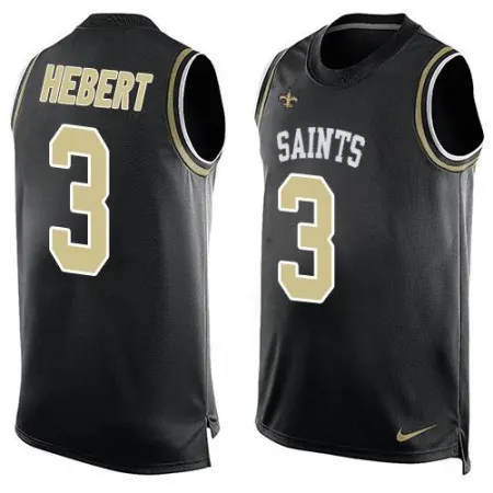 Saints #3 Bobby Hebert Black Team Color Men's Stitched NFL Limited Tank Top Jersey