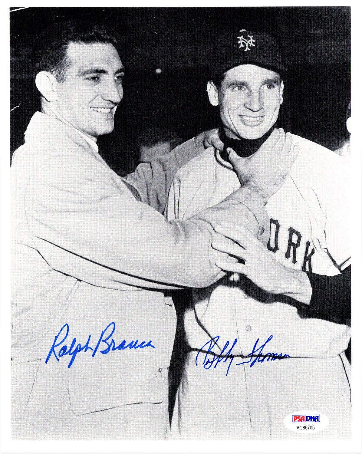 Bobby Thomson Ralph Branca Signed 1951 World Series NY Giants SHOT Photo Poster painting PSA/DNA