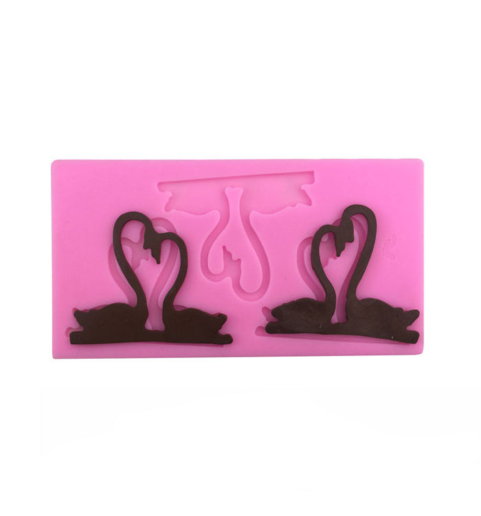 Love Swans Silicone Fondant Mould For Anniversary Wedding Cake Decoration