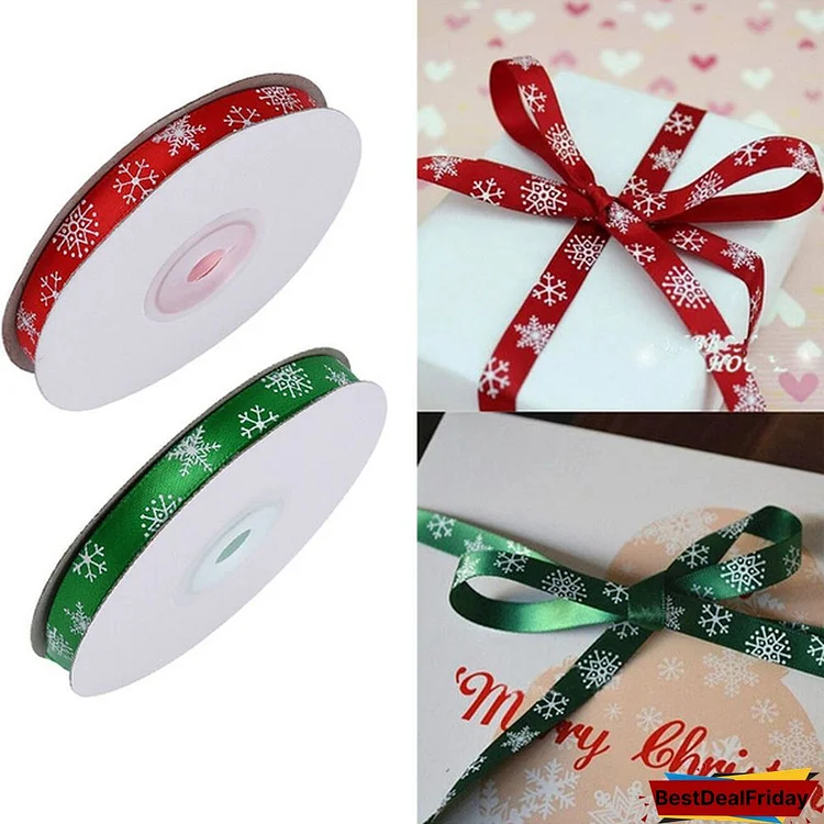Snowflake Printing Christmas Ribbons For Handmade Diy Gift Wrapping Decoration