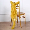 1 Set Mustard Yellow Chiffon Hoods With Ruffles Willow Chair Sashes