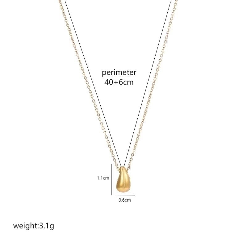 304 Stainless Steel 18K Gold Plated Vintage Style Plating Water Droplets Pendant Necklace