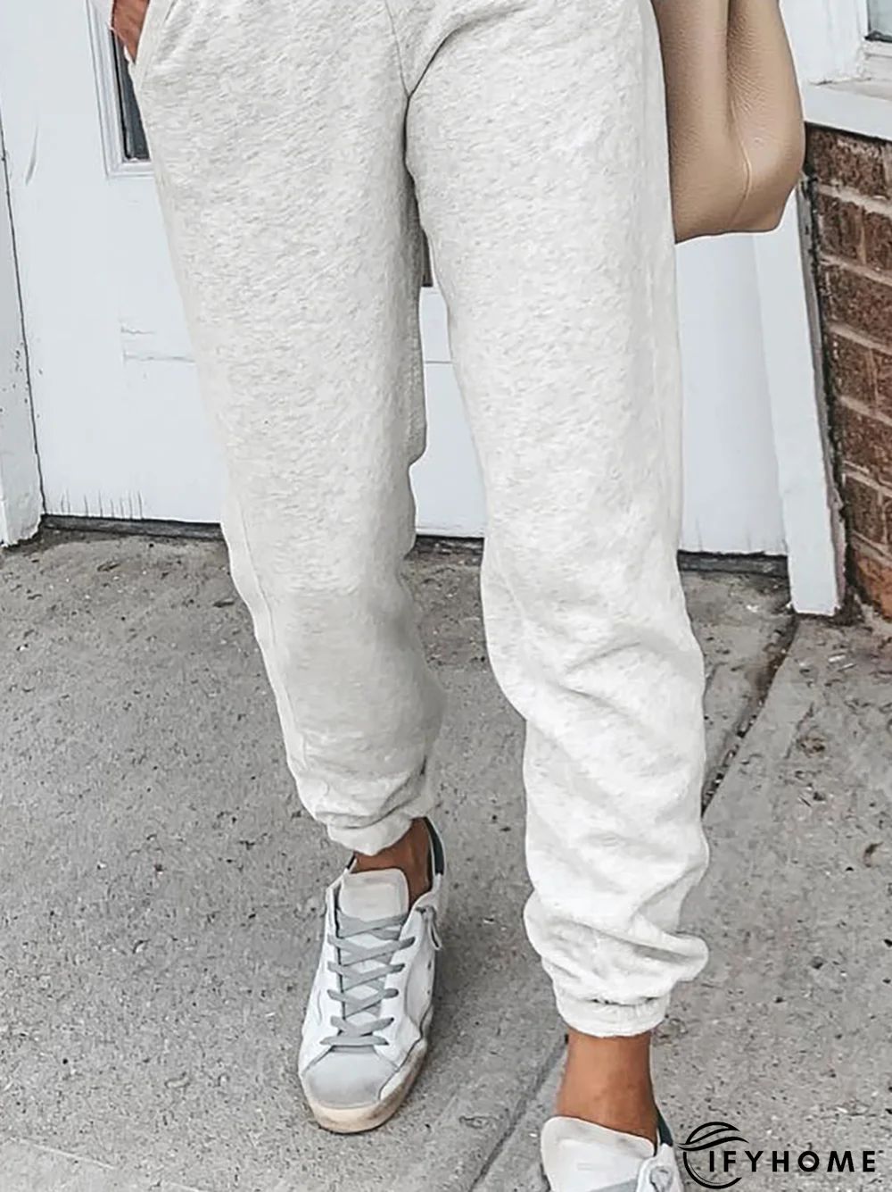 Casual Plain Autumn Natural Micro-Elasticity Daily Harem pants Regular Regular Size Sweatpants for Women | IFYHOME