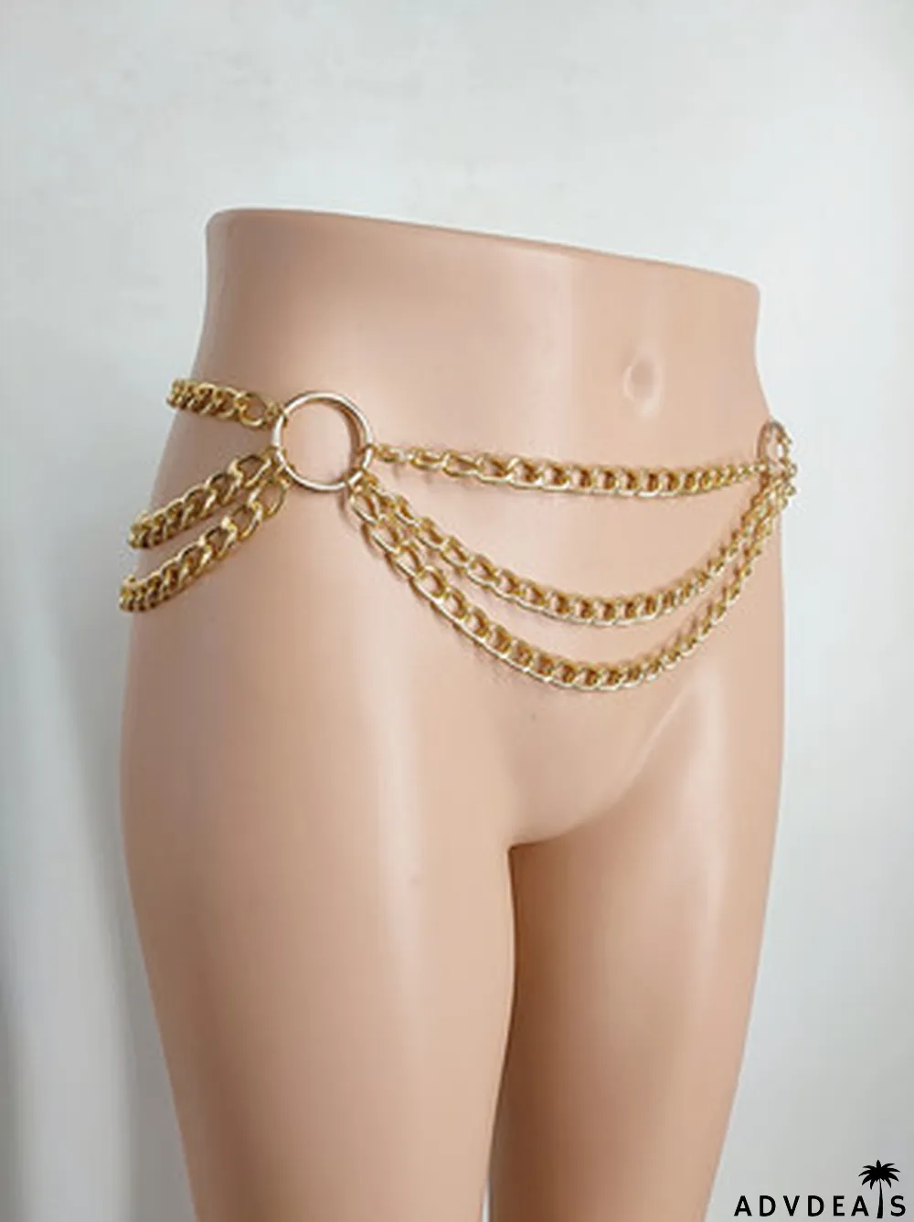 Love Wild Circle Intersecting Metal Three-Layer Waist Chain