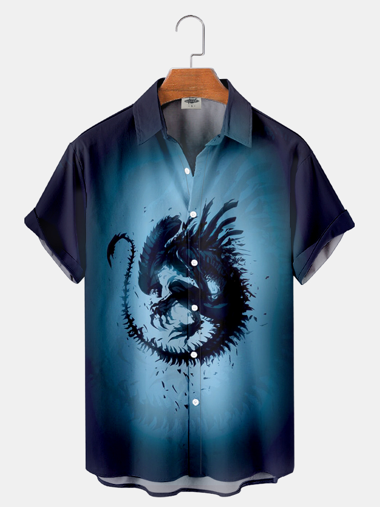 Men'S Classic Monster Movie Printed Shirt PLUSCLOTHESMAN