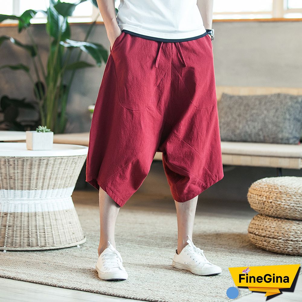 Dropshipping Men Harajuku Harem Pants Mens Summer Cotton Linen Joggers Pants Male Vintage Chinese Style Sweatpants Fashions
