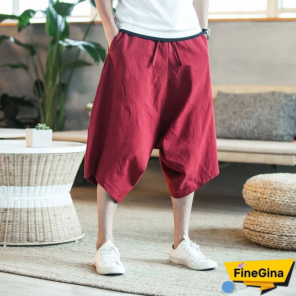 Dropshipping Men Harajuku Harem Pants Mens Summer Cotton Linen Joggers Pants Male Vintage Chinese Style Sweatpants Fashions