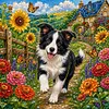 Diamond Painting -5D Full Round Drill Border Collie Puppy(40x40cm)