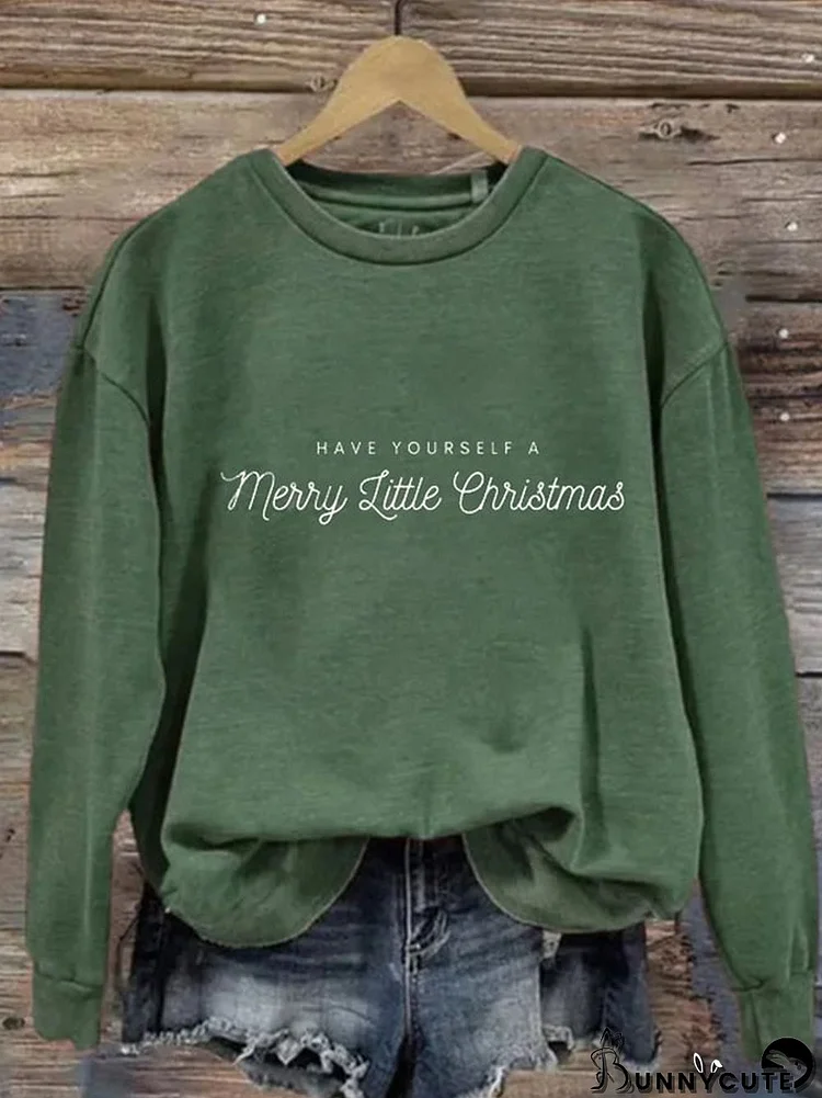 Women's Casual Merry Christmas Print Long Sleeve Sweatshirt