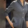 Dark Gray Gold Button Peplum Outerwear Sweater