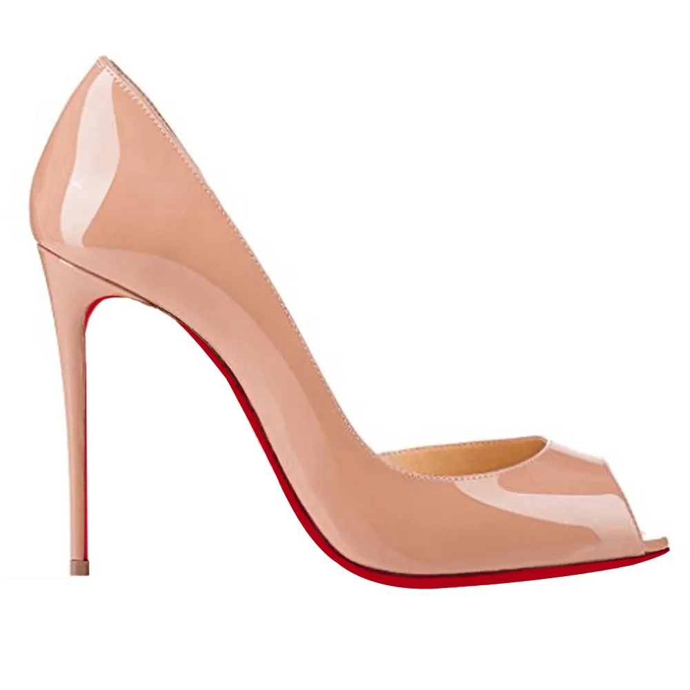 120mm Women's Party Wedding Peep Toe heels Nude Patent-vocosishoes