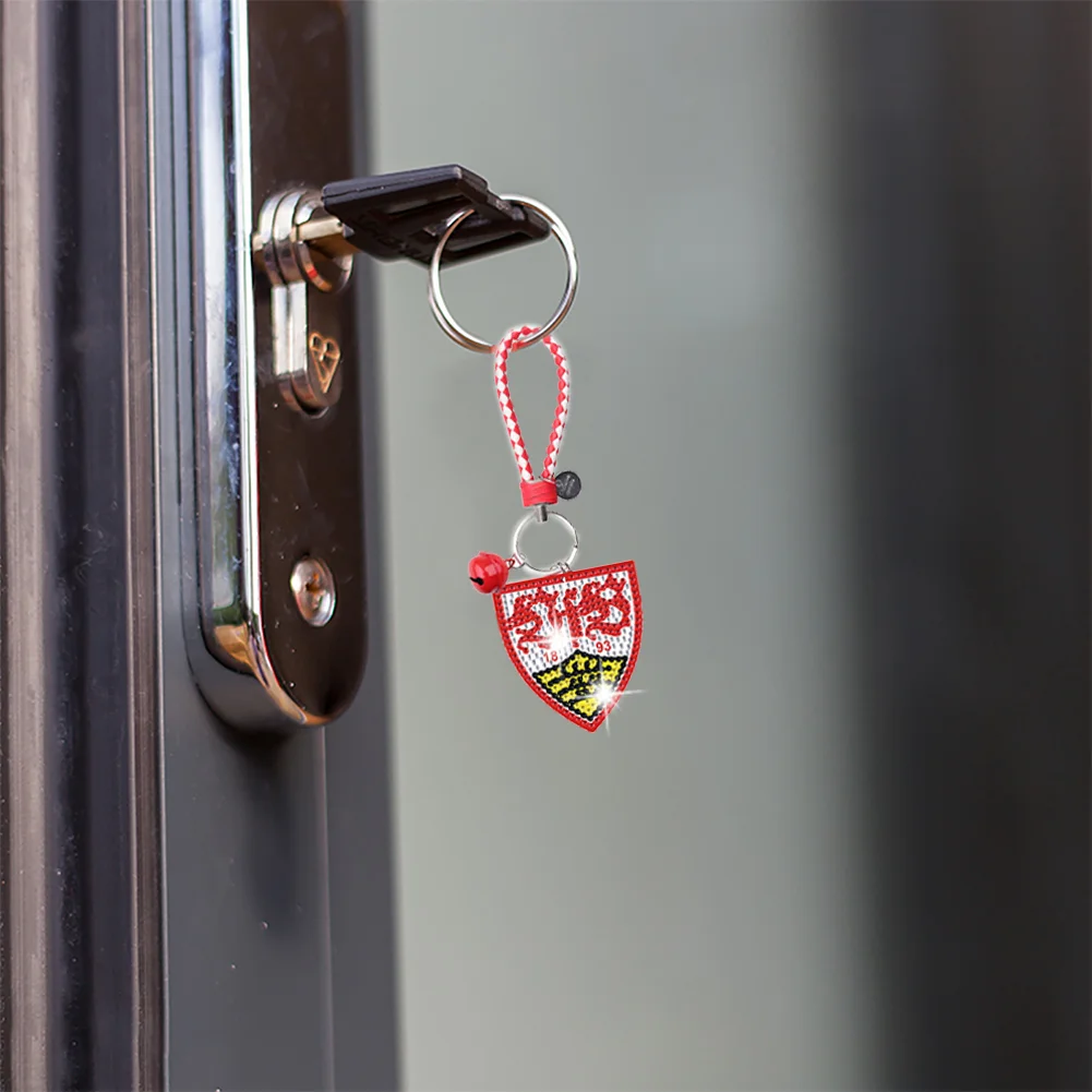 VfB Stuttgart DIY Car Keychain Handmade Double Sided Rhinestone Pendant for Men Women Boy Girl