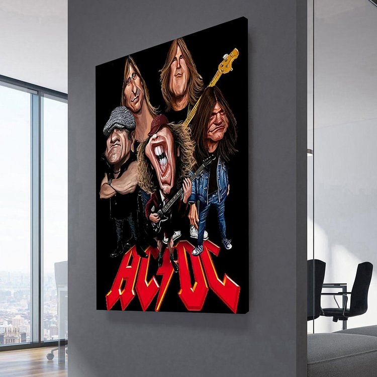 AC/DC Comic Art Canvas Wall Art