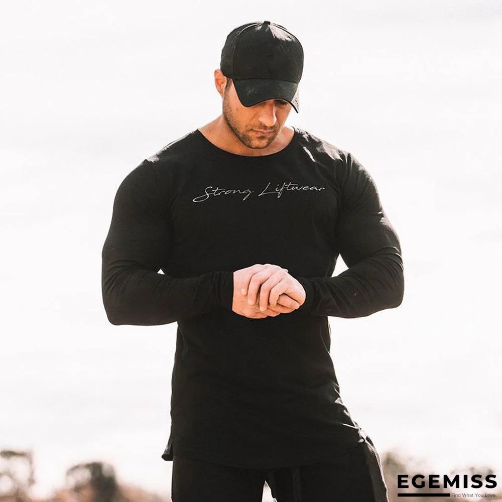 Men High-elasticity Sporting T-shirt Men long Sleeve Fitness T shirt Men's solid gyms Bodybuilding T-shirt Tee | EGEMISS