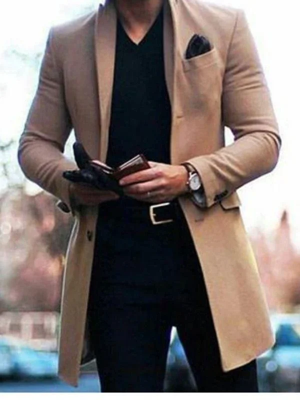 Men's Wool Coat Winter Trench Coat Outwear Overcoat Long Jacket