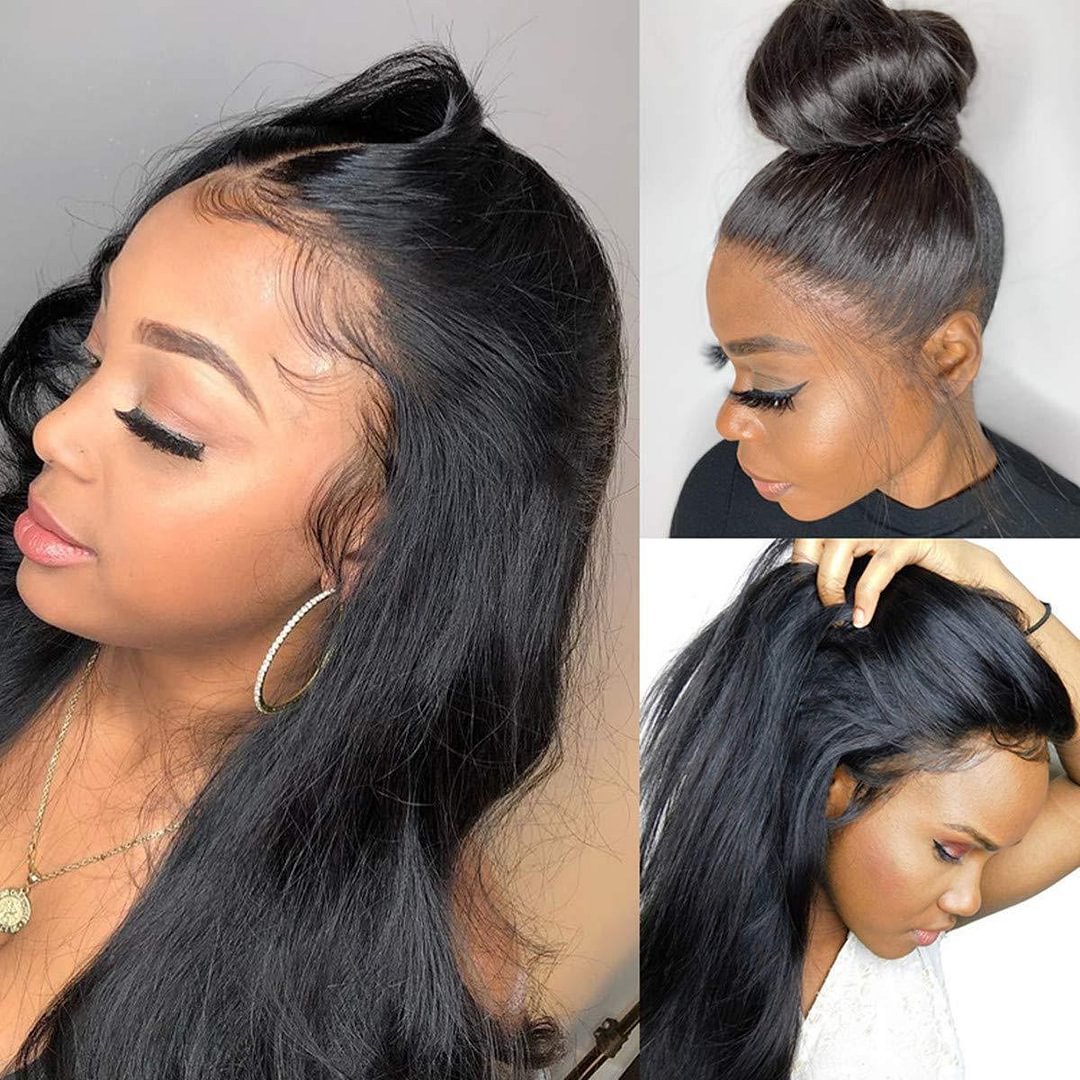 Black Long Hair Natural Hairline Straight Wig with Baby Hair Wig