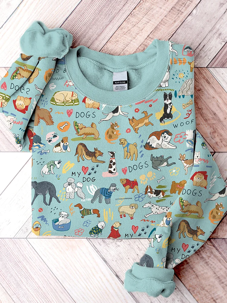 Funny Dogs Print Casual Sweatshirt