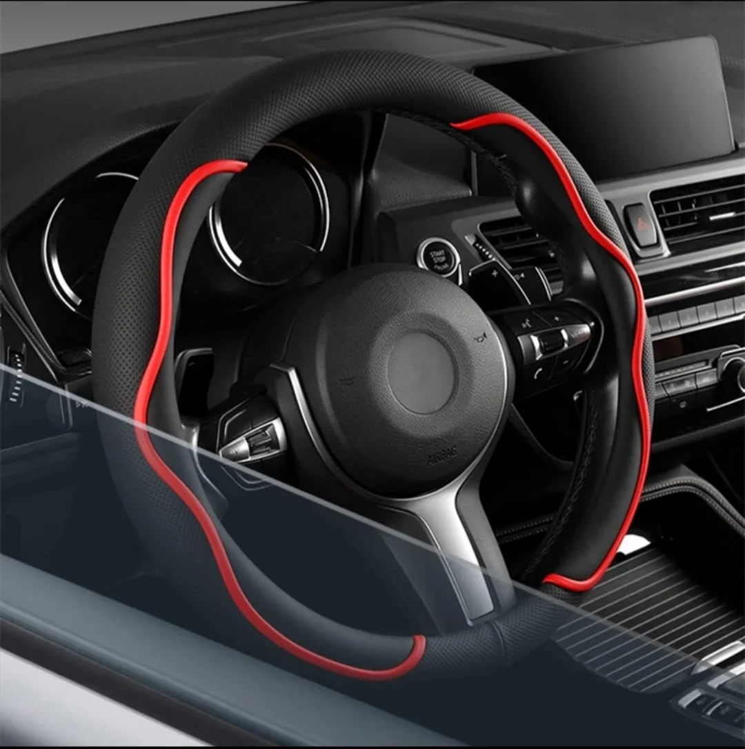 Universal steering wheel cover for all seasons, ultra-thin, breathable, wear-resistant and non-slip (customizable with car logo)