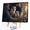 （Big Size)Owl Family-Paint By Numbers Acrylic Painting 60*40CM