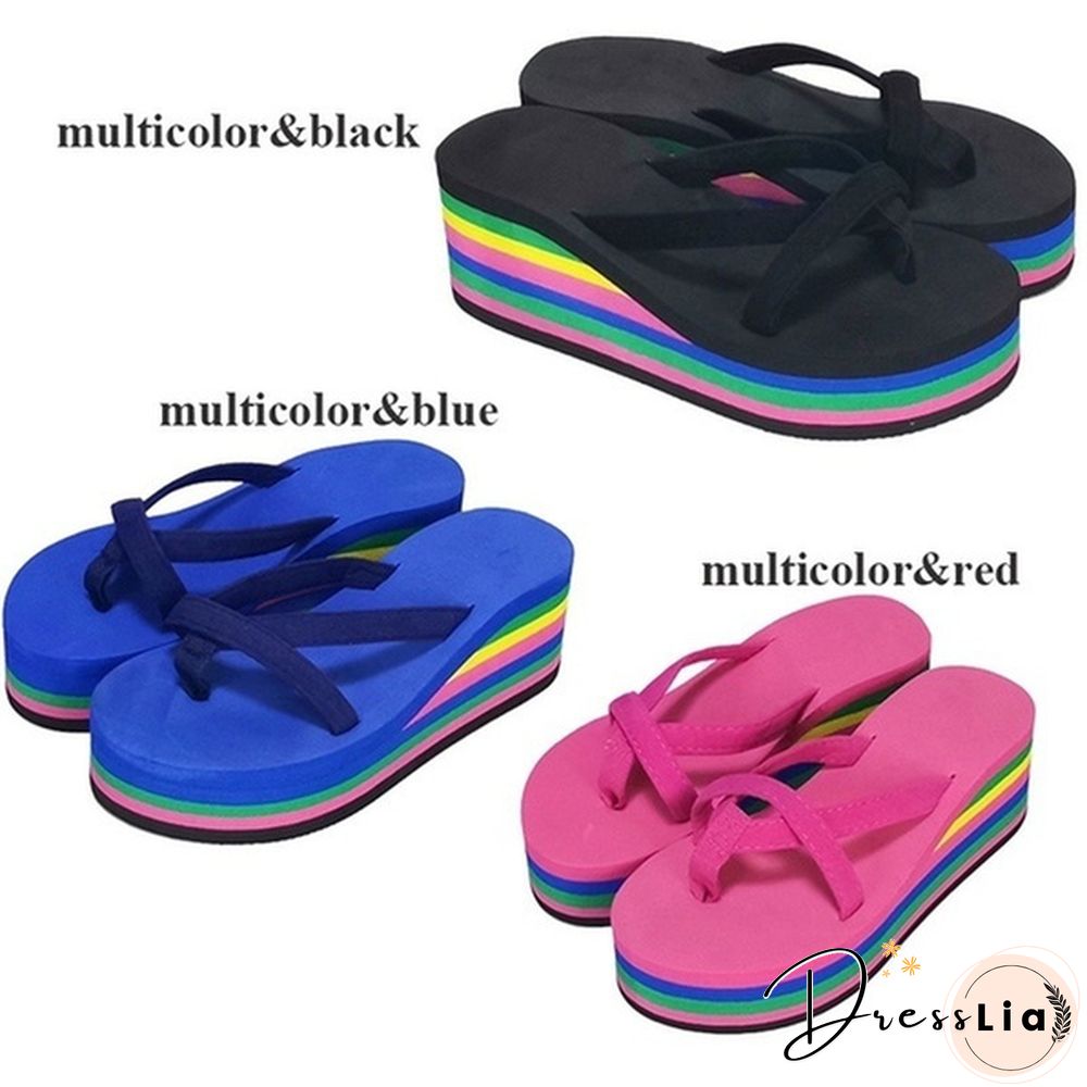 7 Colors Fashion Women Summer Casual Flip Flops Beach Slippers Sandals Summer Wedge Sandals Shoes