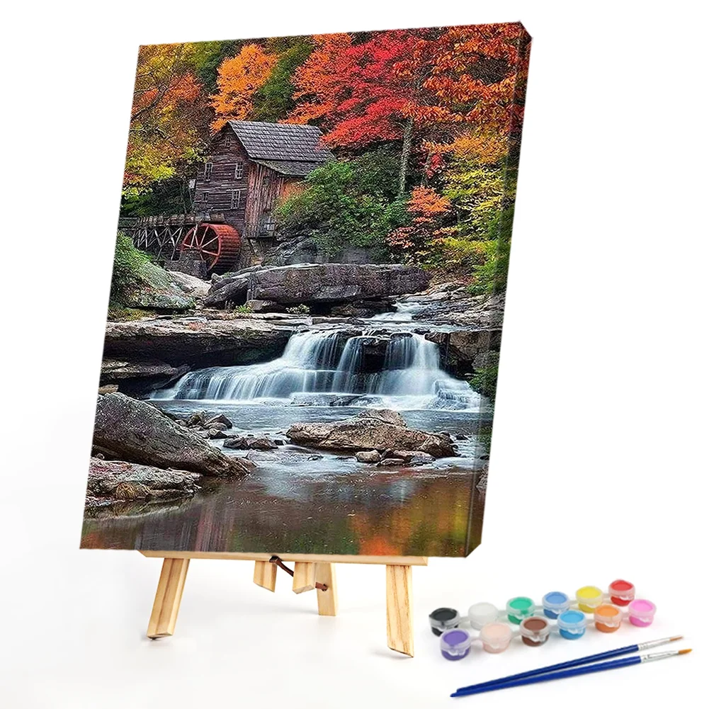 Hut by Waterfall - Paint By Numbers(40*50CM)