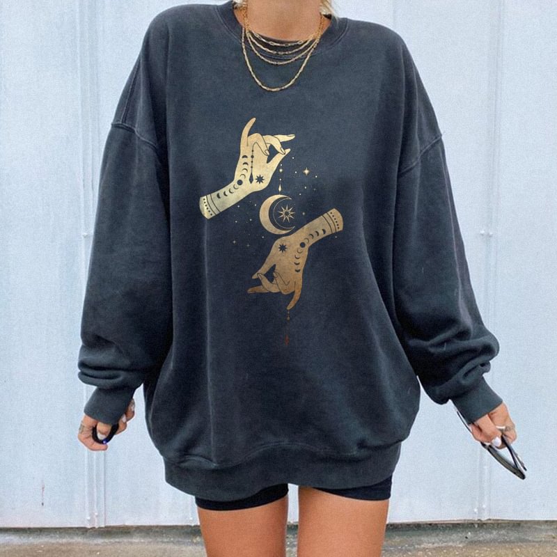    Hand Moon print Women’s sweatshirt - Neojana